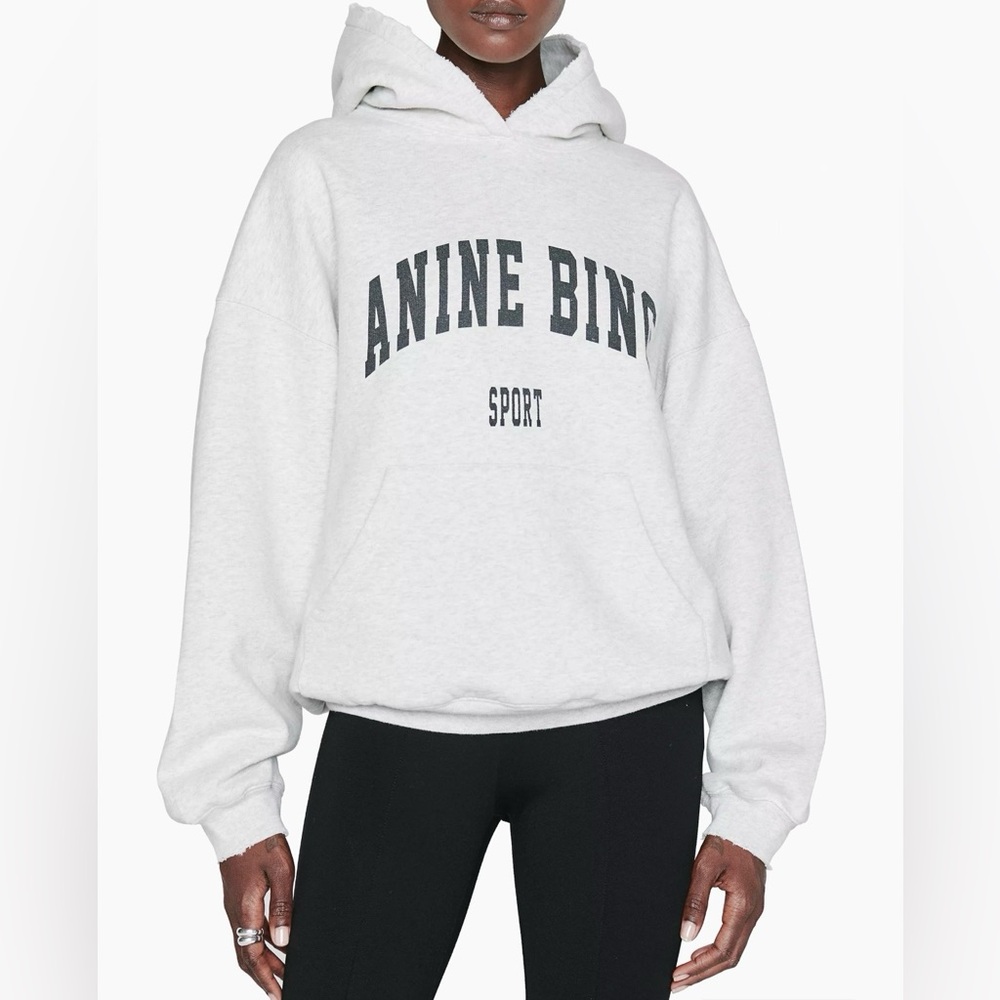 Anine Bing Harvey Distressed Hoodie Size S in Heather Gray